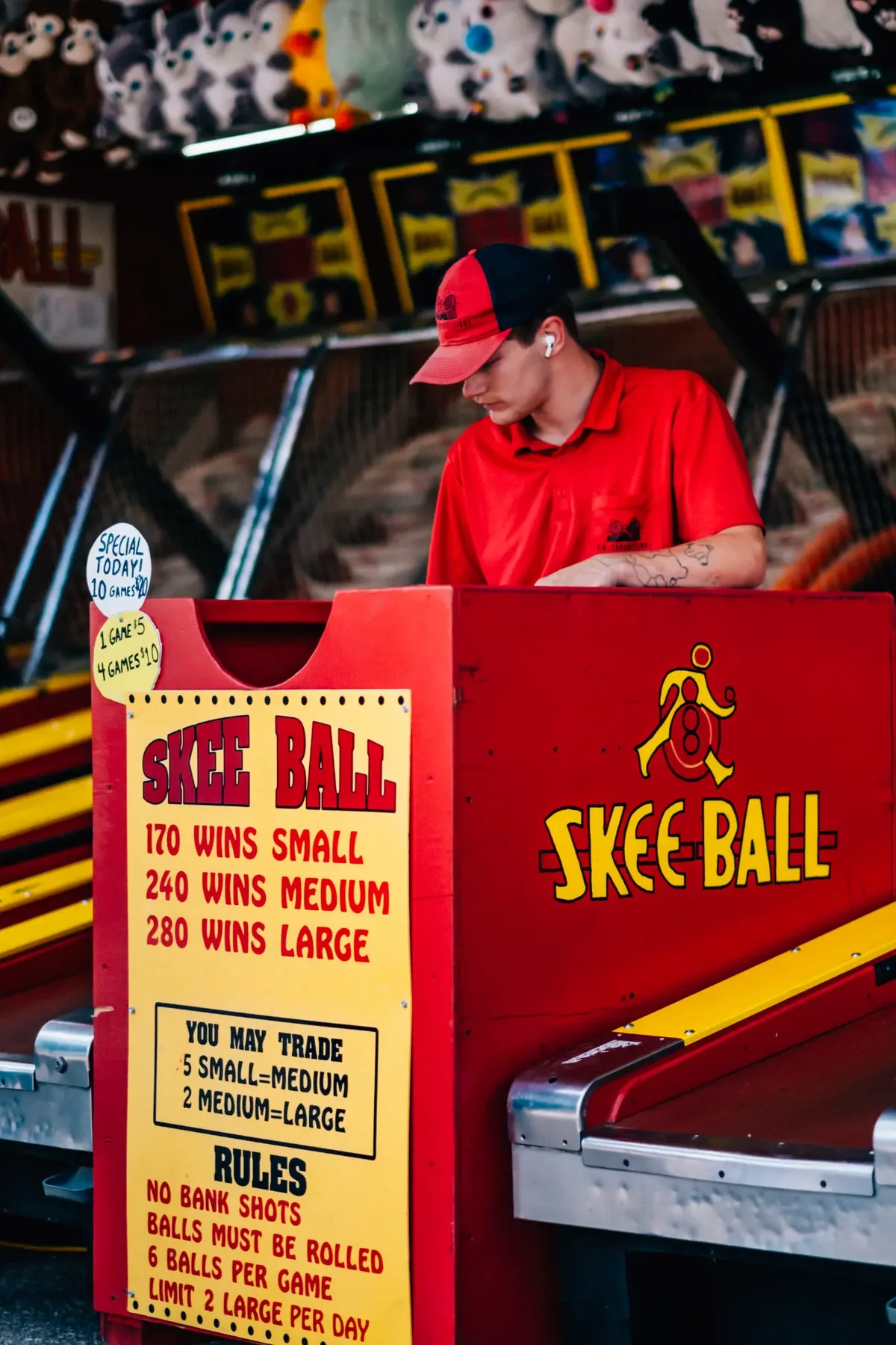 Funnel Cakes and corn dogs concession stand at the carnival.